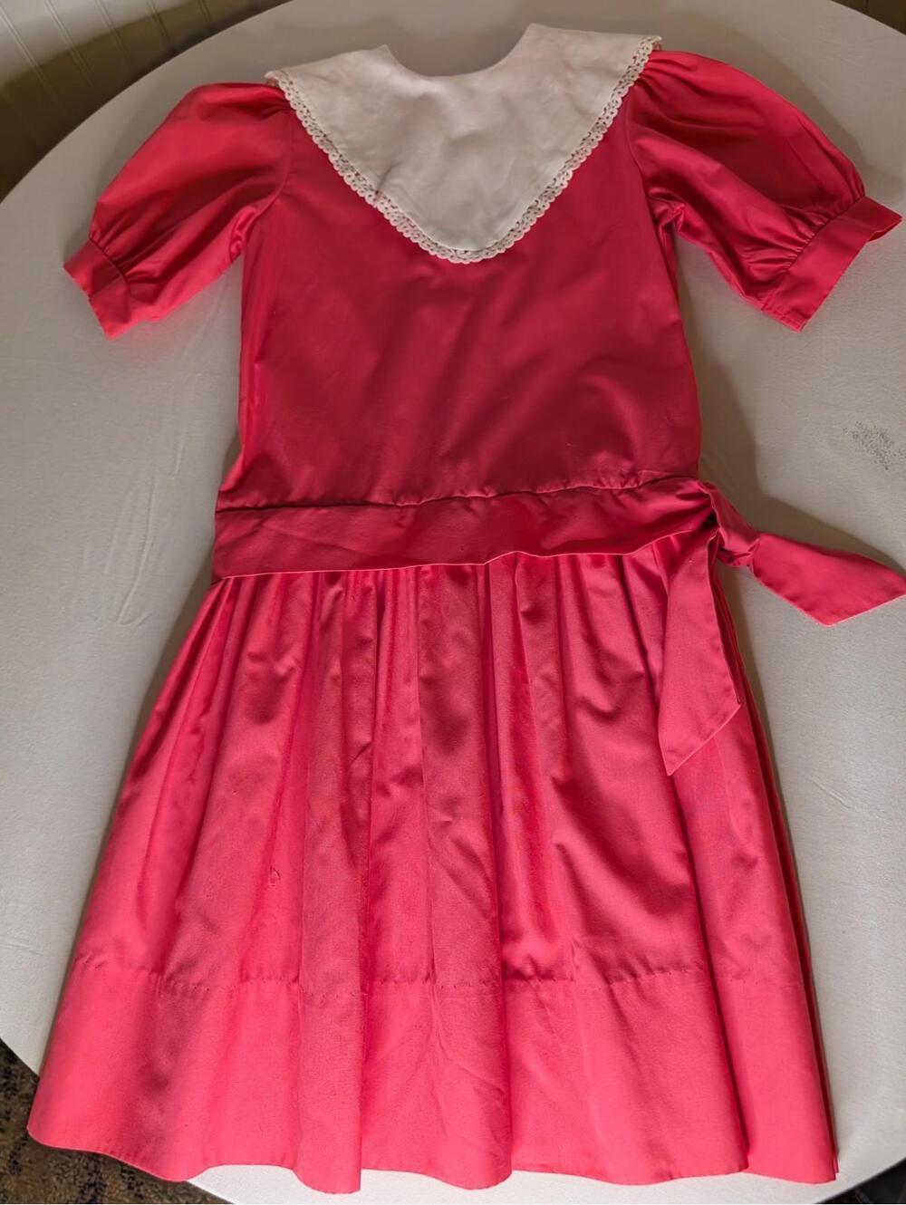 Vintage Girls Caroline Classics Pink White Dress 90's Size 7